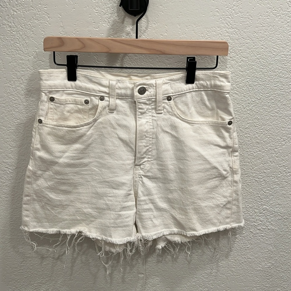 Madewell white denim high-rise shorts